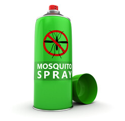 3d illustration of mosquito spray over white background