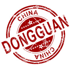 Red Dongguan stamp with white background, 3D rendering