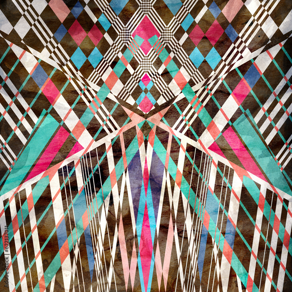 Poster abstract colorful watercolor background with different geometric elements