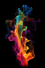 Colorful neon smoke on black background