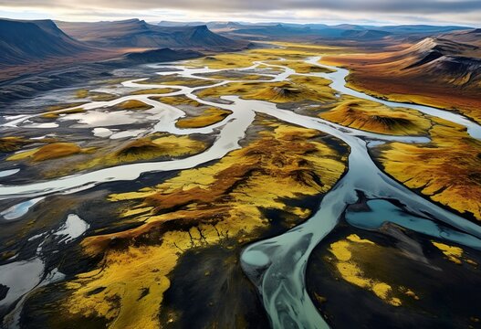 over Lagoon in the remote Icelandic