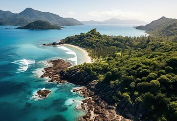 Drone View Over Section Of Beau Vallon Seychelles