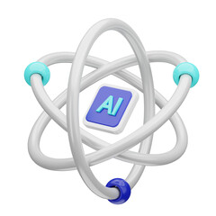 AI Artificial Intellligence 3D Icon Machine Learning Neuralink Network Cyborg Robotic Data Filtering Assistant Desicion Support Eye Recognition