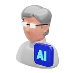 AI Artificial Intellligence 3D Icon Machine Learning Neuralink Network Cyborg Robotic Data Filtering Assistant Desicion Support Eye Recognition