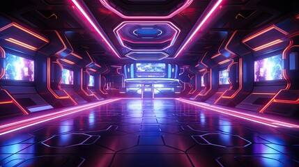 neon night, electro music video background scene, in the style of hyperspace noir