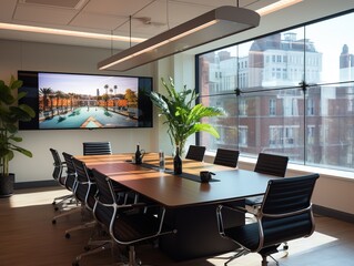 Modern minimalist boardroom. Generative AI