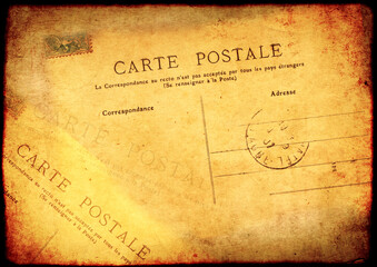 Grunge background with texture of the old, soiled paper and vintage post card