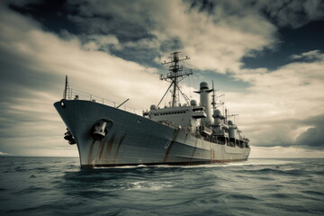 warship on the sea