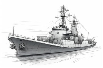 Fototapeta premium warship on white background