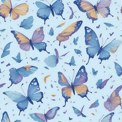 vintage beautiful butterflies seamless pattern, generative ai