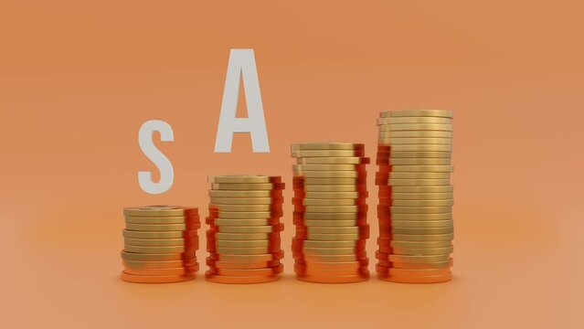 Stop motion animation Raising of coins stacks, Save Money Growth or Investing Money Concept Animation in 4K