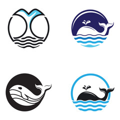 Whale vector logo icon set