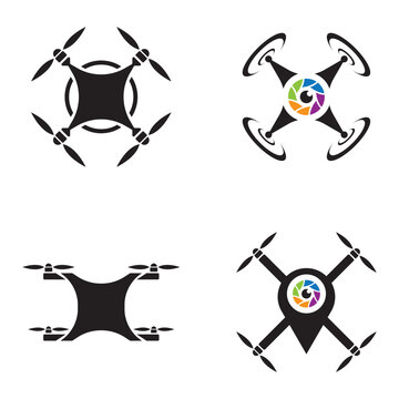 Drone logo template vector icon set