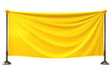 Blank yellow fabric banner isolated on transparent background, Generative AI