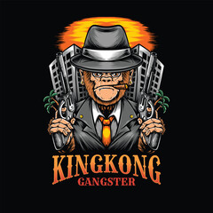 gangster ape holding gun vecto