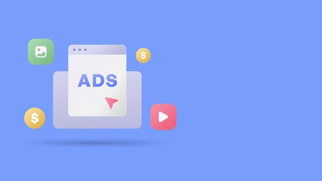 Animation of Pay Per Click Ads. Footage Digital Marketing