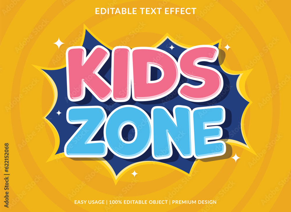 Poster kids zone editable text effect template use for font style headline
