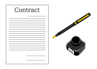 ペンとインクで契約書へ署名する