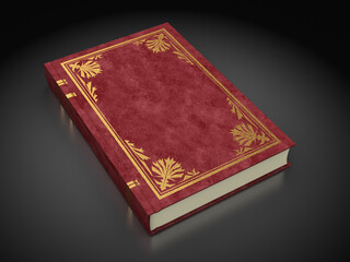 Fototapeta premium 3d illustration of an vintage book over dark background