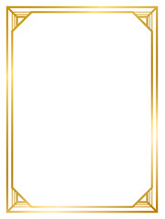 Art Deco gold frame vintage frame line geometric wedding label card frame png transparent background