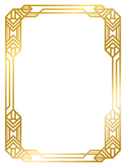 Art Deco gold frame vintage frame line geometric wedding label card frame png transparent background