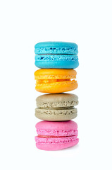 Colorful macaroons collection set on a white background