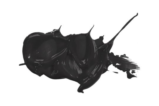 Shiny black gray brush watercolor painting isolated on transparent background. watercolor png