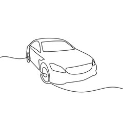 continous line art car automotive black line draw conceptual