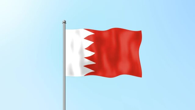 Bahrain flag waving on beautiful clean blue sky footage background. 4k