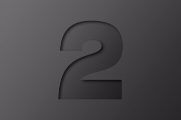 Black and gray paper, paper font style, number 2