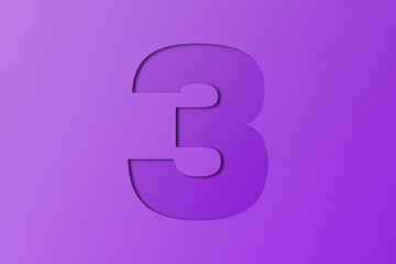 purple paper style alphabet paper number 3