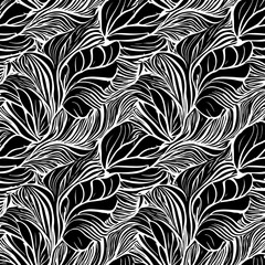 seamless black and white pattern geometric organic shapes and forms textile fabric or ceramic tiles background - PNG image with transparent background