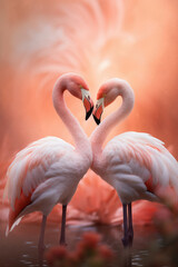 Naklejka premium Couple of Pink Flamingo in Love