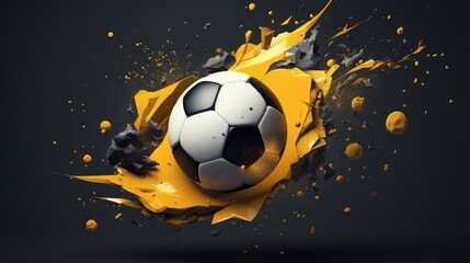 Soccer Ball Banner Template, Football Tournament Competition Background. Generative AI