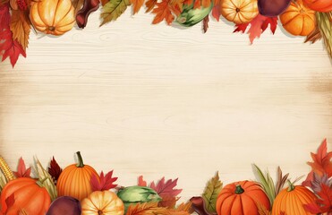 background with autumn harvest and leaves