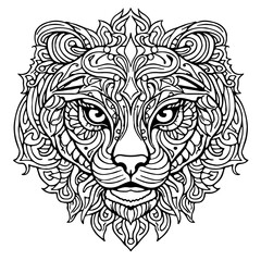 Obraz premium outline of a decorative tiger vector