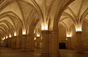 Naklejka premium The row of pillars - La Conciergerie interior - Paris, France