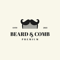Beard and Comb Logo Design Concept Vector Illustration Symbol Icon