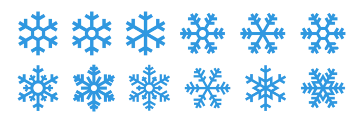 Foto op Canvas Set blue snowflake icons collection isolated on white background.  © IQ art_Design