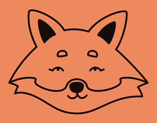 Fox face in doodle style. Cute forest animal.