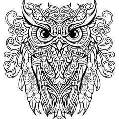 outline of a decorative owl vector