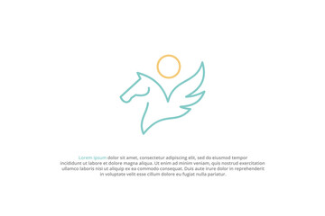 logo line art horse unicorn beautiful simple abstract modern © Bayu