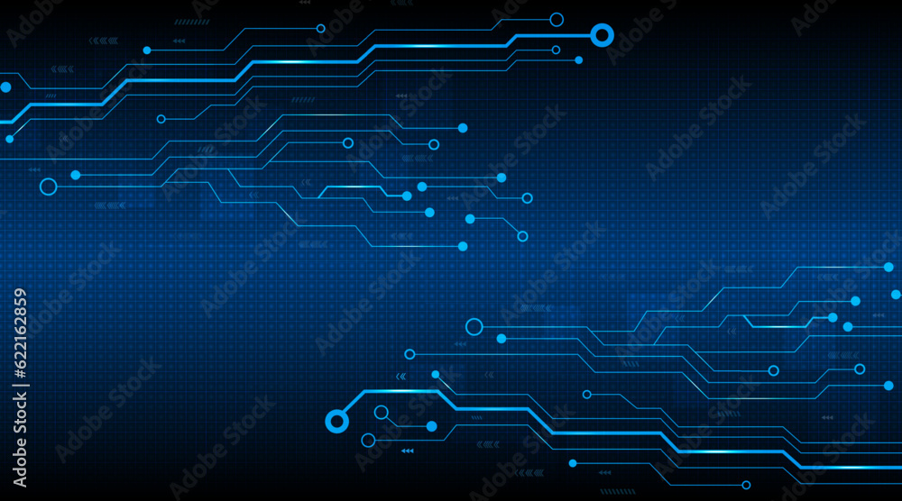 Aufkleber digital circuit lines futuristic technology abstract and cyberspace with blue background.