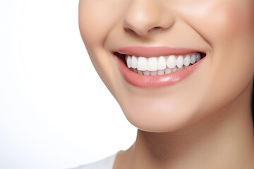 Obraz na płótnie Canvas Dental Care and Teeth Whitening,, Young Woman's Beautiful Smile and Healthy Teeth