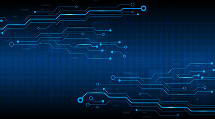 Digital circuit lines futuristic technology abstract and cyberspace with blue background.