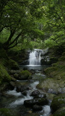 Fototapeta na wymiar Waterfall deep in the mountains