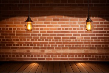 brick wall with a two lamps and place for text
