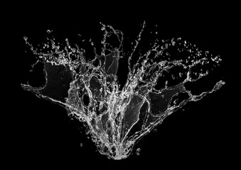 黒い背景に飛び散る水しぶきの3dイラスト