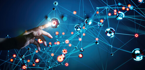 Hand touching the Metaverse Universe concept