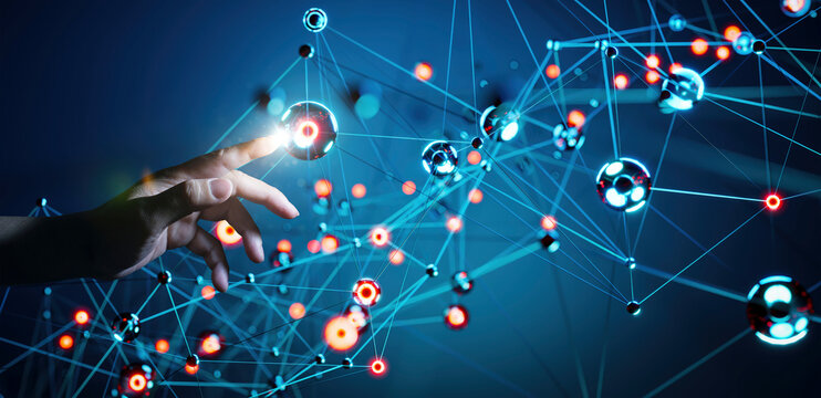 Hand touching the Metaverse Universe concept